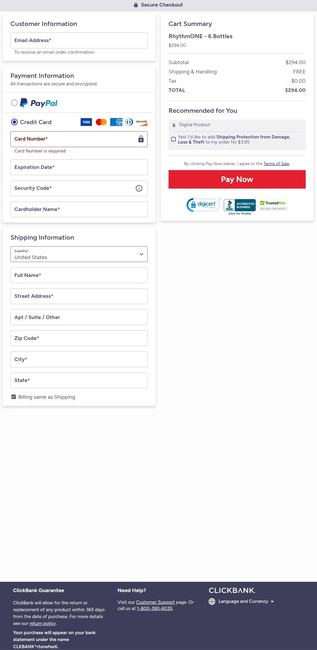 RhythmONE order form